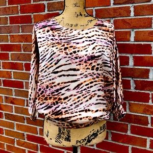 Naked Zebra Leopard Print Banded Hem & Sleeve Top